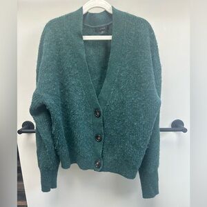 J. Crew Women's Green Alpaca Wool Cardigan Sweater